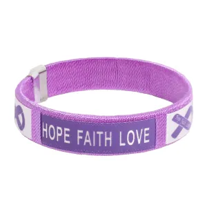 Adult Purple Ribbon "Hope" Bangle Bracelets