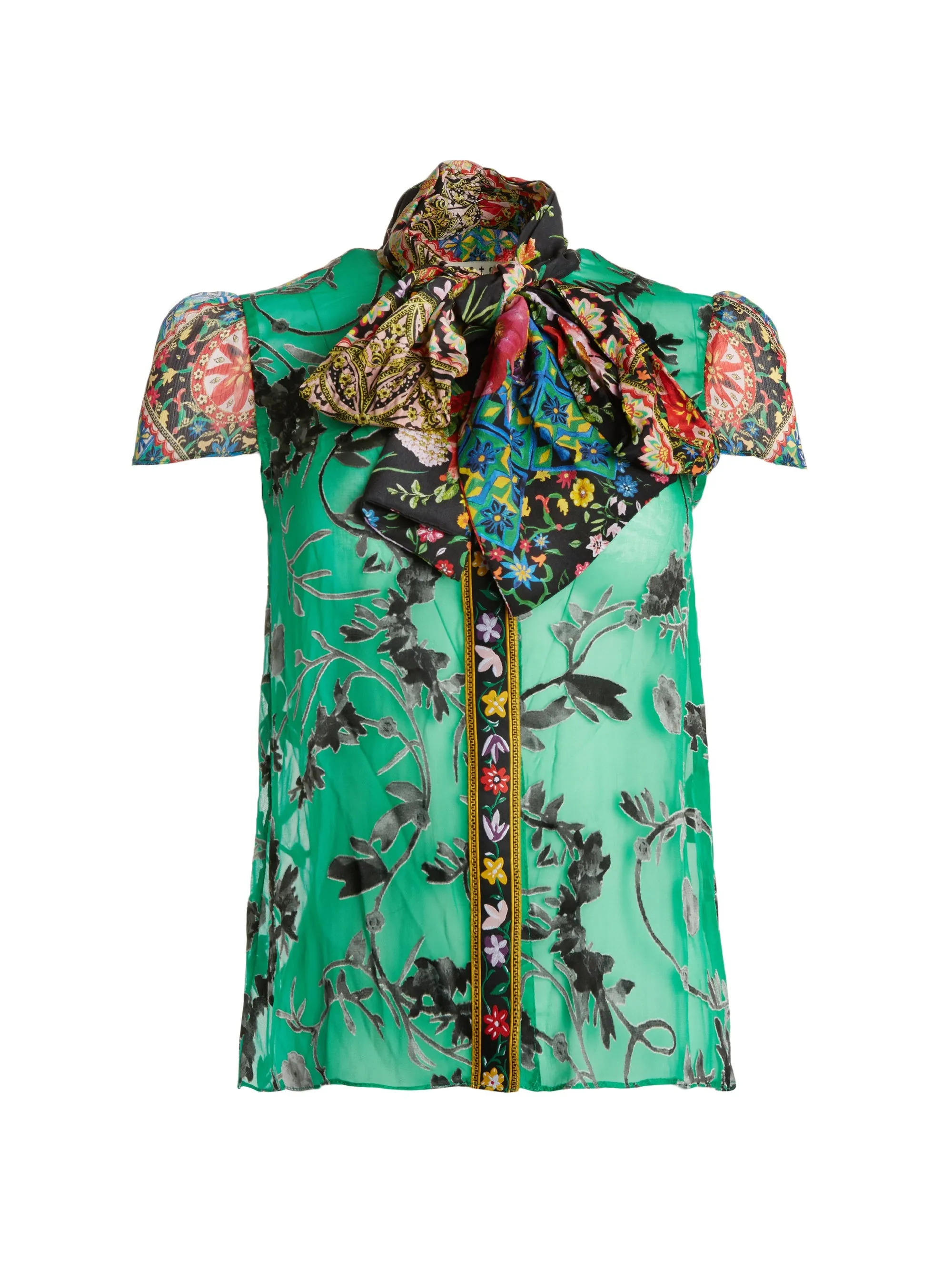 ALICE   OLIVIA - Jeannie Bow Cap Sleeve Buttondown