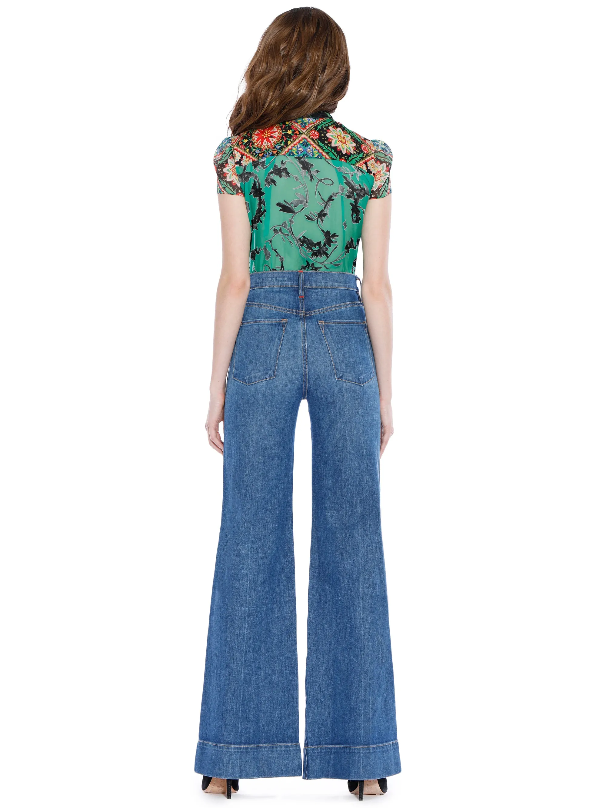 ALICE   OLIVIA - Jeannie Bow Cap Sleeve Buttondown