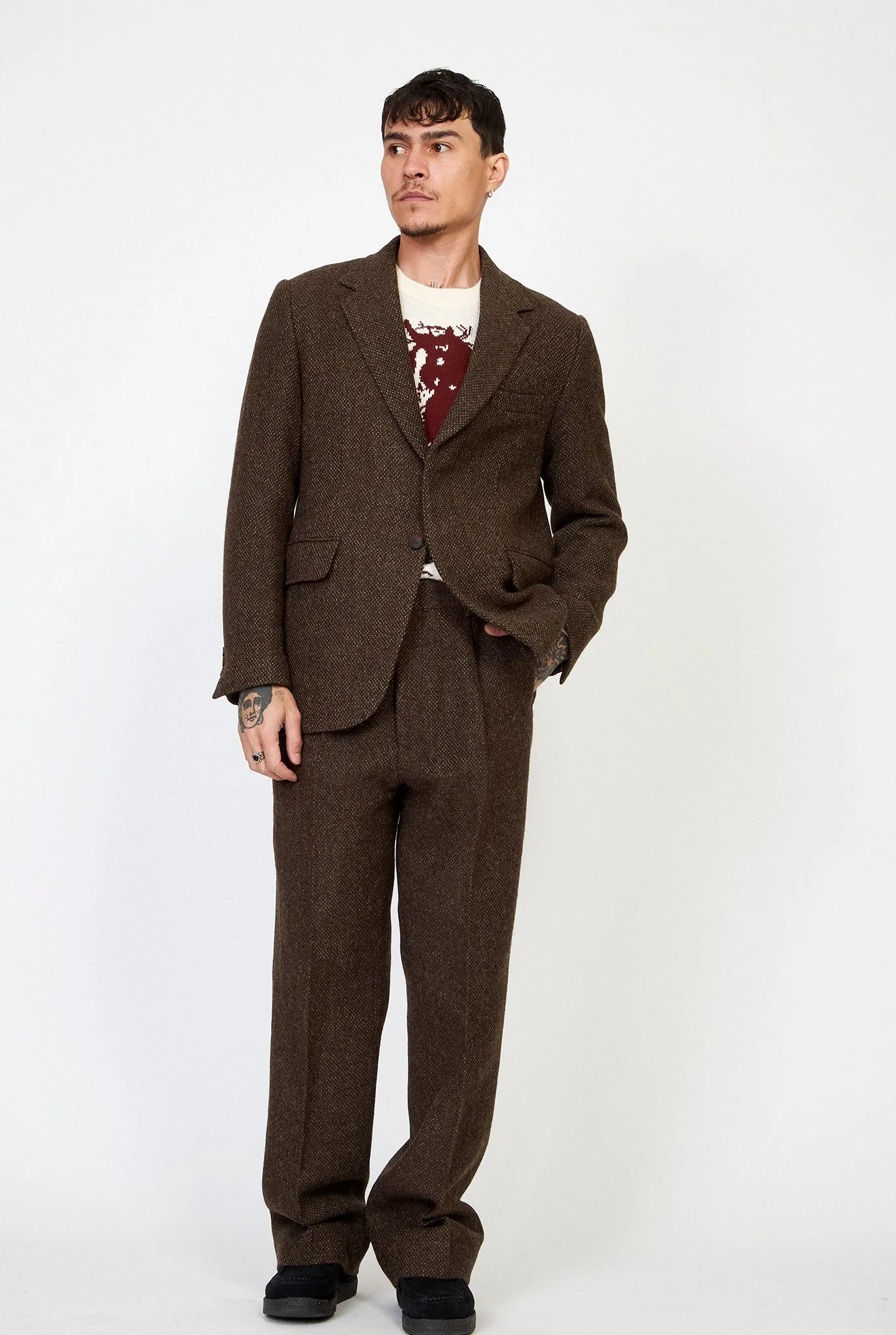 AURALEE Lama Shetland Wool Tweed Slacks