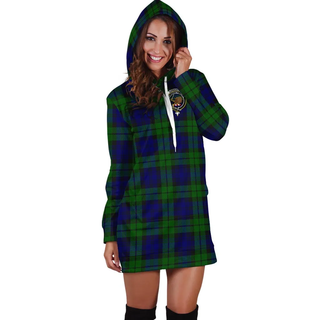 Bannatyne Tartan Hoodie Dress with Family Crest