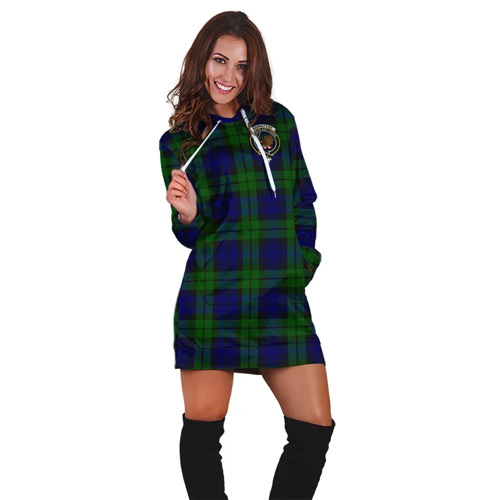 Bannatyne Tartan Hoodie Dress with Family Crest