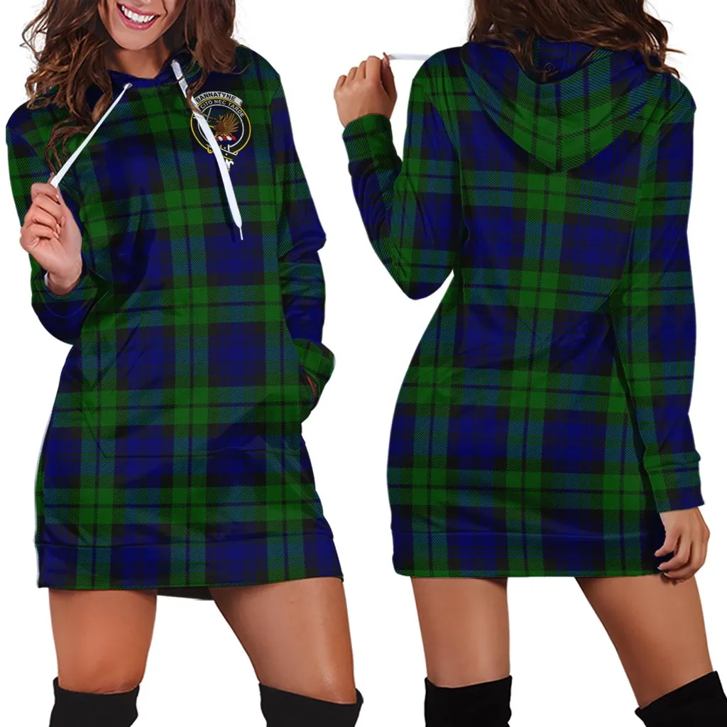 Bannatyne Tartan Hoodie Dress with Family Crest