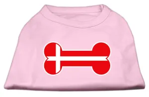 Bone Shaped Denmark Flag Screen Print Shirts Light Pink XXL (18)