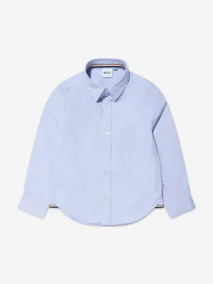 BOSS Boys Long Sleeve Oxford Shirt In Blue