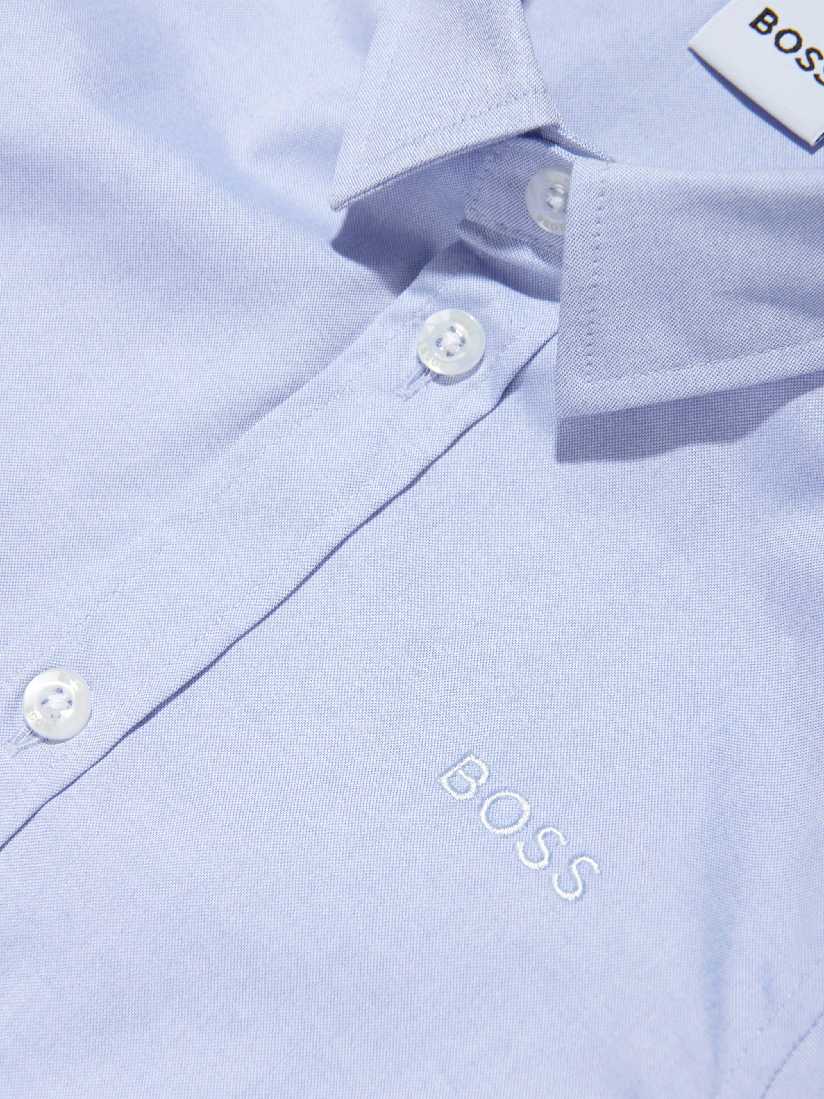 BOSS Boys Long Sleeve Oxford Shirt In Blue