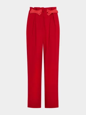 Bow Tulip Trousers in Scarlet