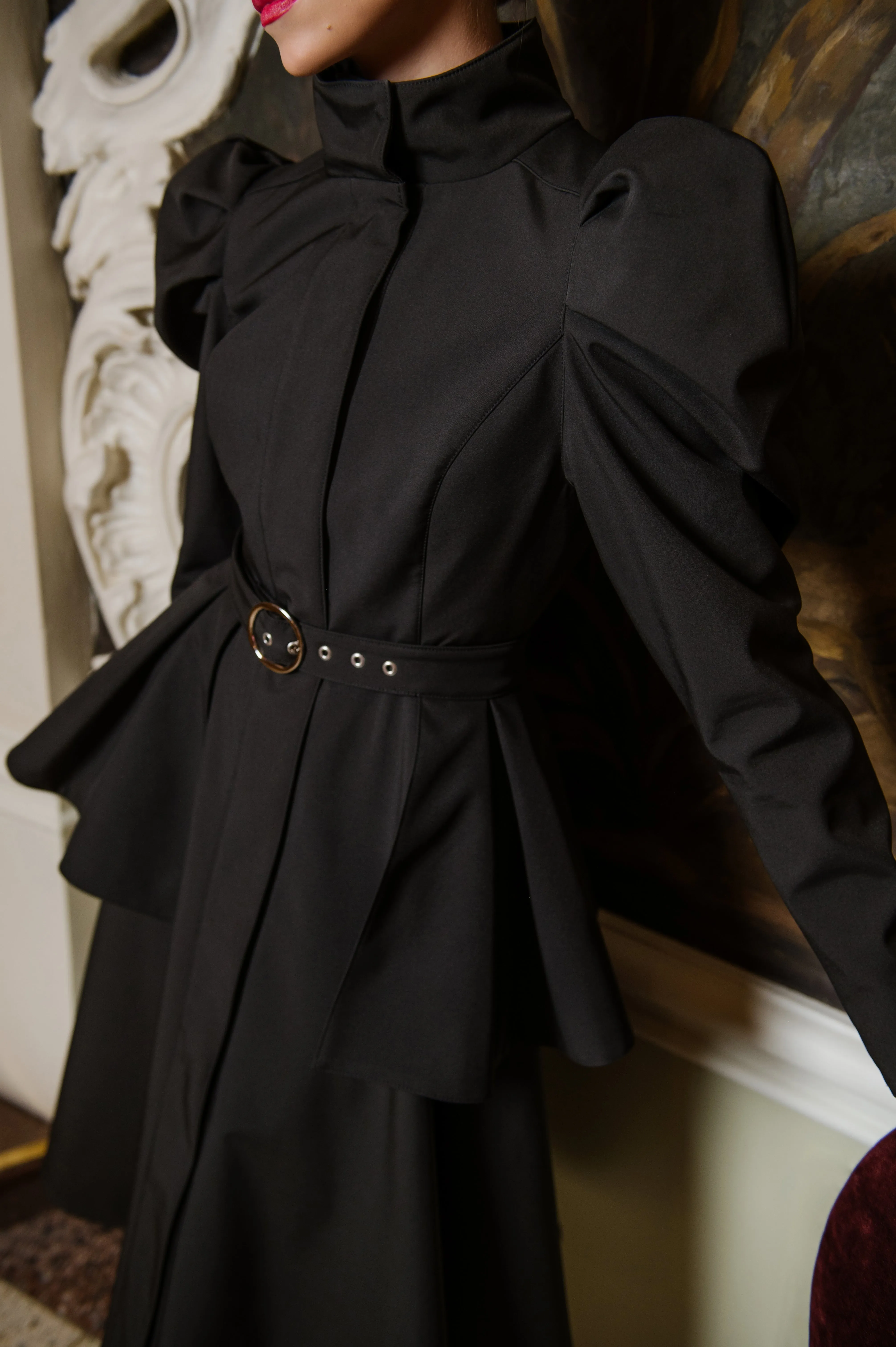 Buckle Belt With Peplum Detail Black Majestic Night