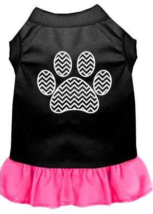 Chevron Paw Screen Print Dress Black With Bright Pink Xxxl (20)