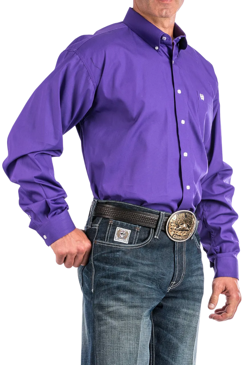 Cinch Men's Solid Purple Button-Down Western Shirt