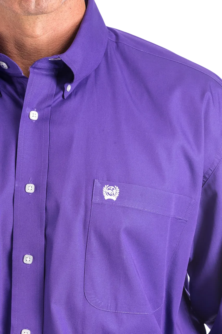 Cinch Men's Solid Purple Button-Down Western Shirt