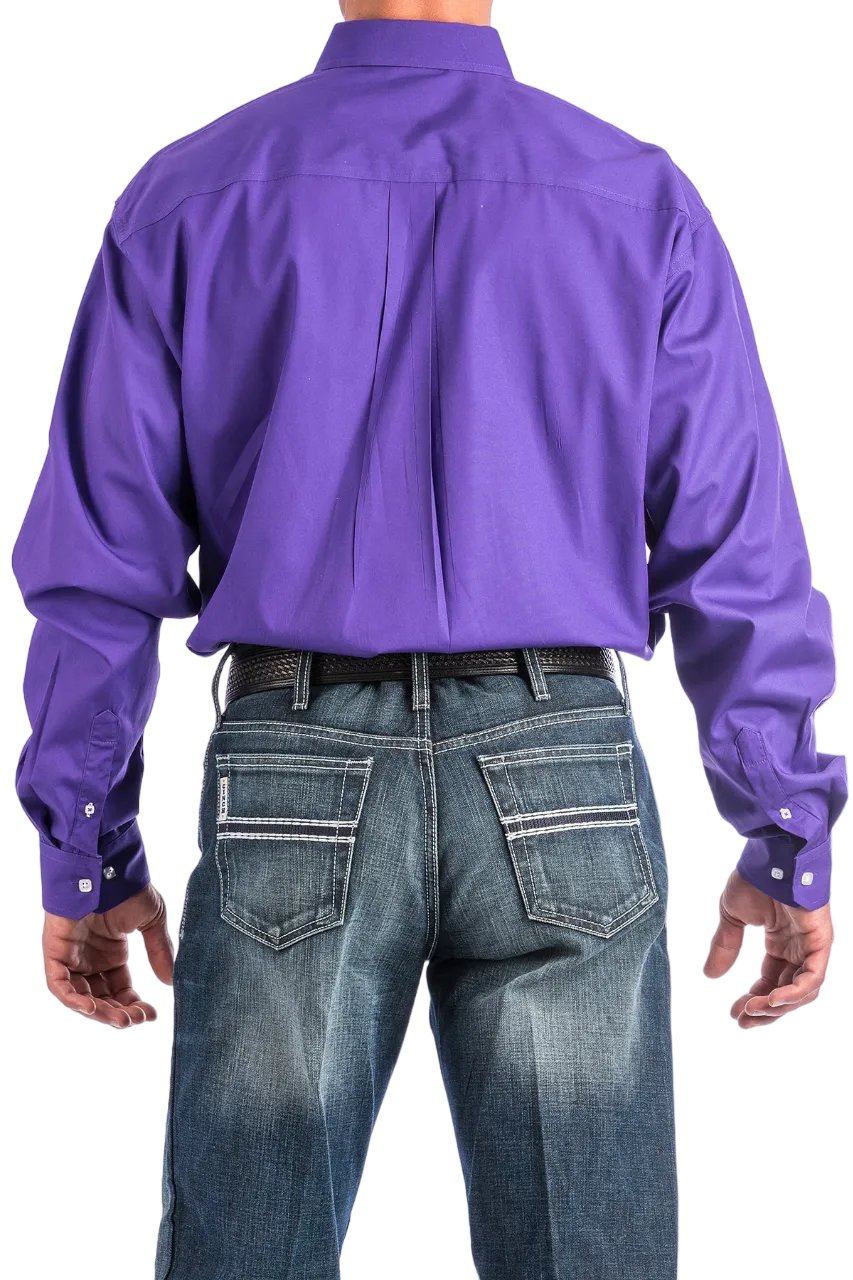 Cinch Men's Solid Purple Button-Down Western Shirt