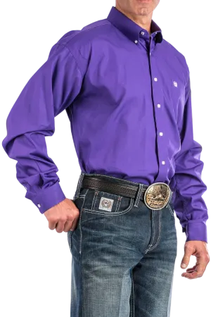 Cinch Men's Solid Purple Button-Down Western Shirt