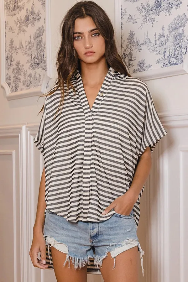 Dolman Black Striped Blouse