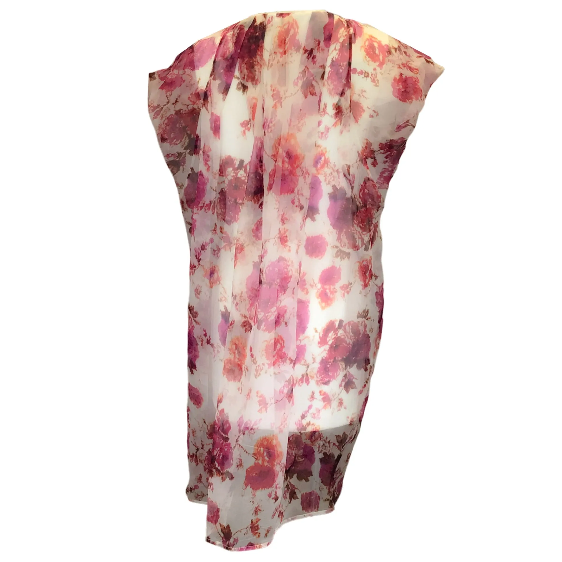 Dries Van Noten Ivory / Pink Multi Darlasi Floral Printed Silk Dress