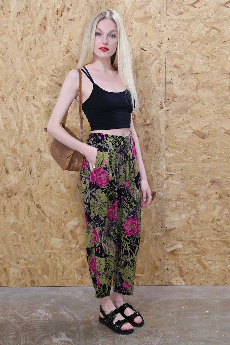 Floral Print High Waisted Trousers