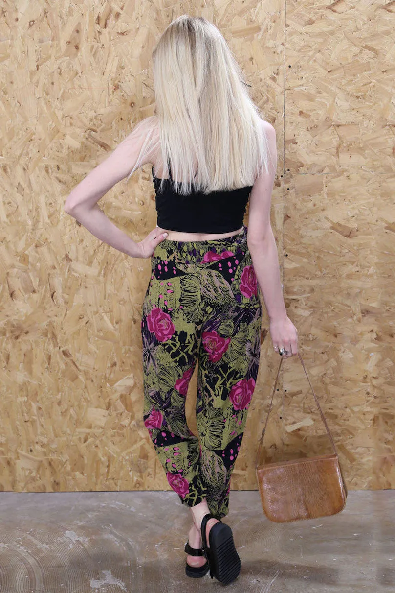 Floral Print High Waisted Trousers