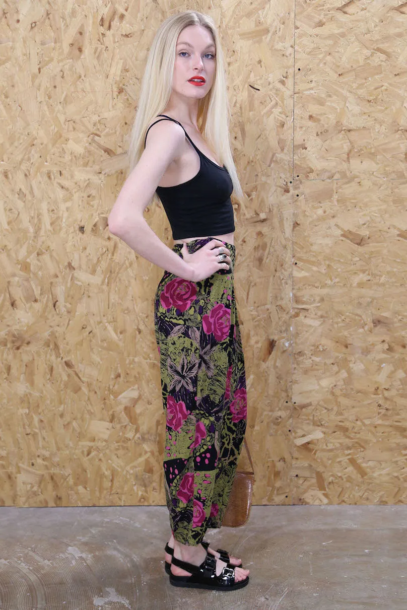 Floral Print High Waisted Trousers