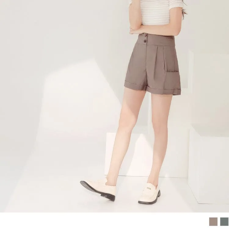 HIGH WAIST A-LINE FOLD UP SHORTS PANTS