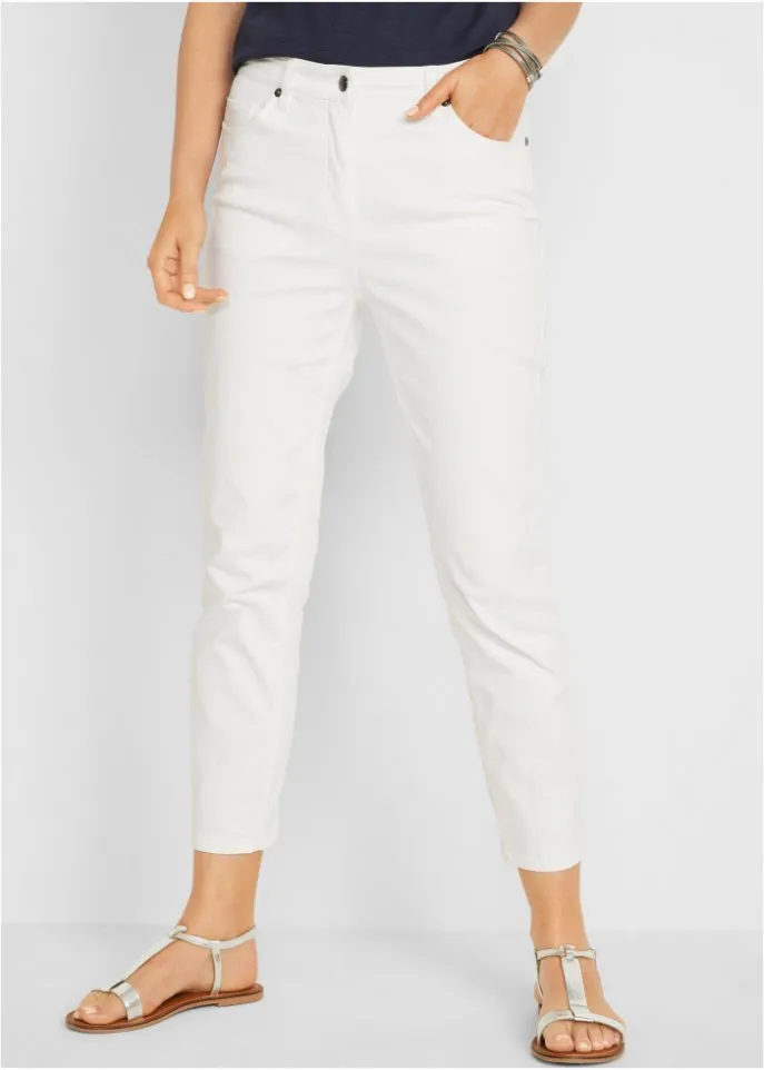 High-waisted trousers 7/8 Bpc Bonprix Collection, white