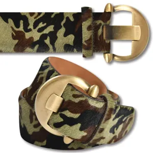 Kevin's Crescent Camo Calf Hair Belt