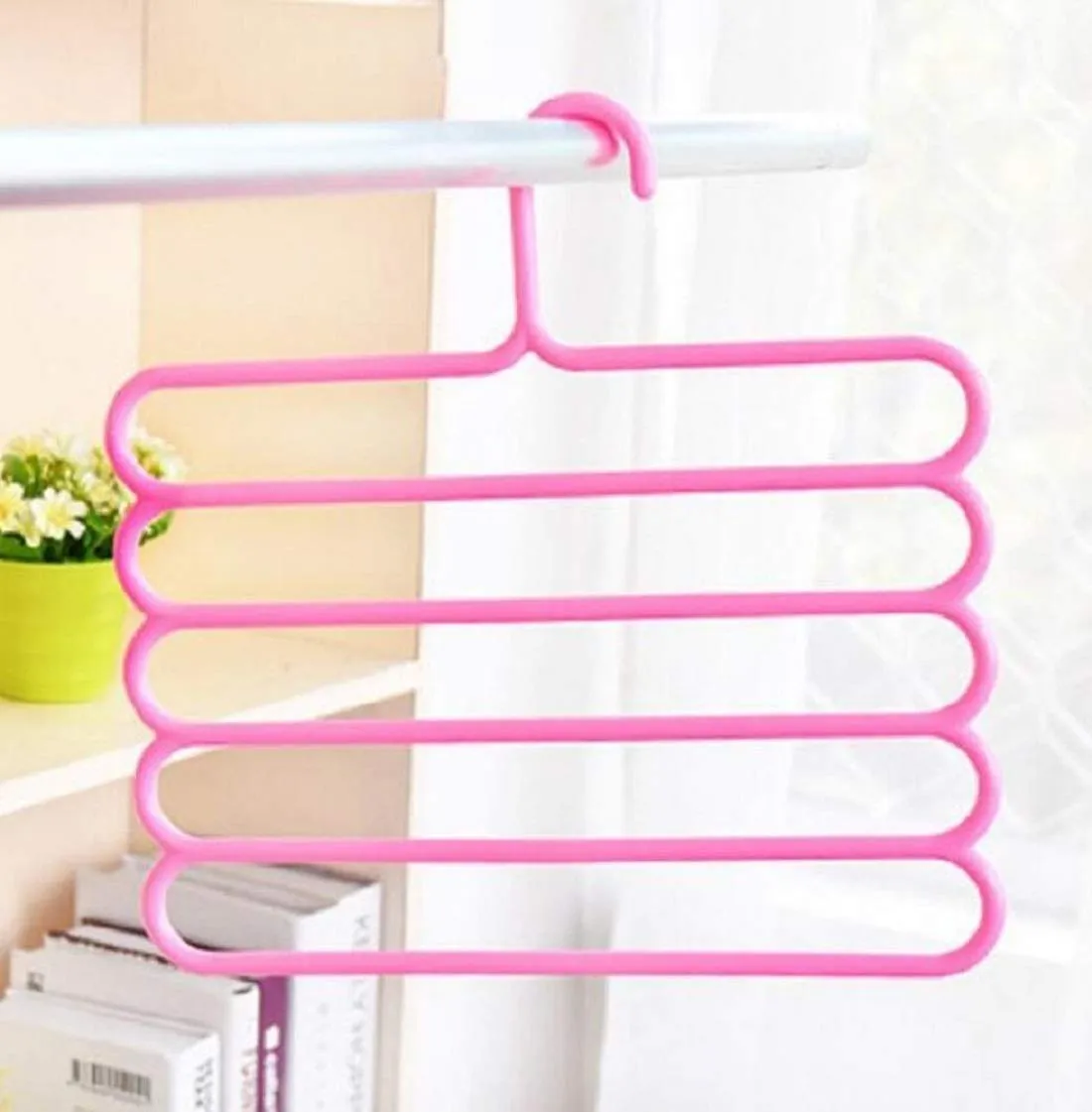 Kuber Industries 4 Pieces Multi-Purpose 5 Layer Pants Clothes Hanger Wardrobe Storage Organizer (Multicolour) - CTKTC023489