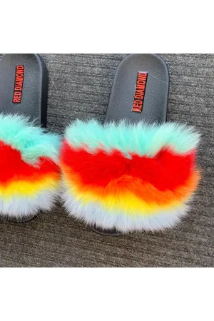 Light blue red yellow slides