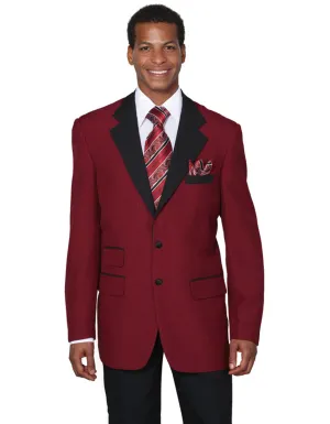 Mens 2 Button Black Lapel Tuxedo in Burgundy