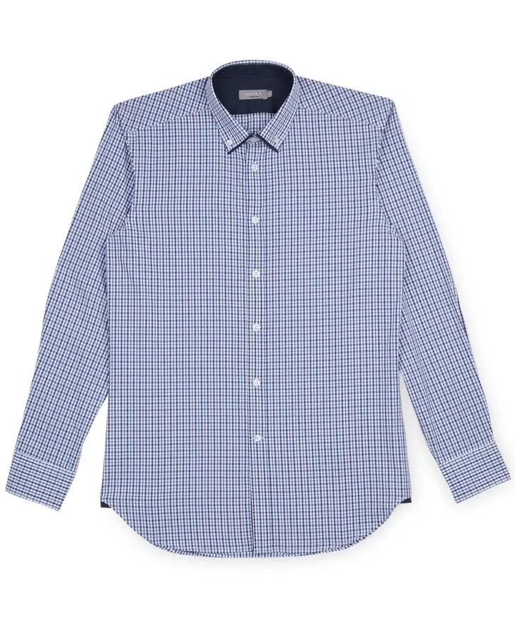 Mens Blue Double Colour Check Shirt