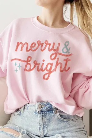 MERRY AND BRIGHT CHRISTMAS GRAPHIC SWEATSHIRT