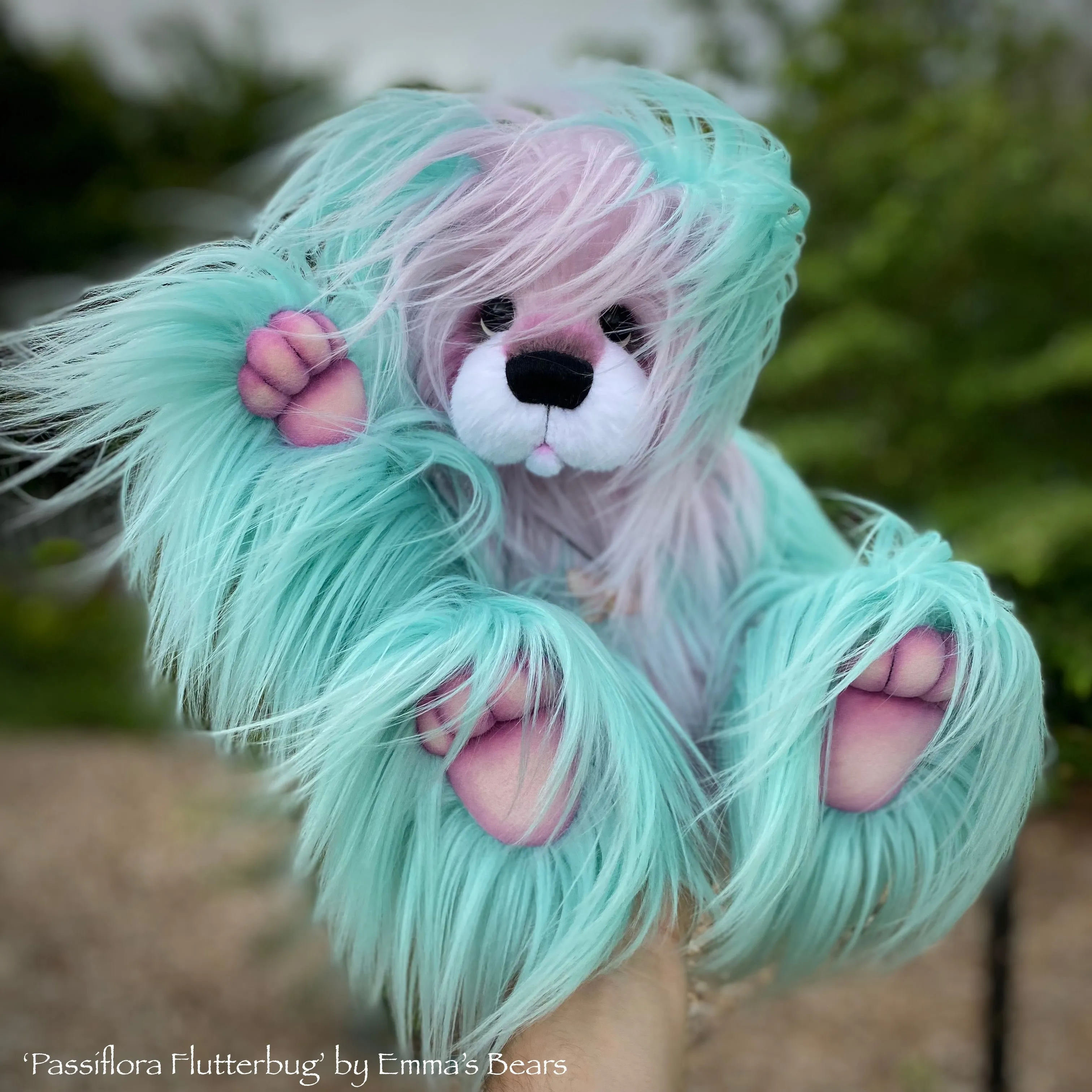 Passiflora Flutterbug - 15" faux fur bear by Emmas Bears - OOAK