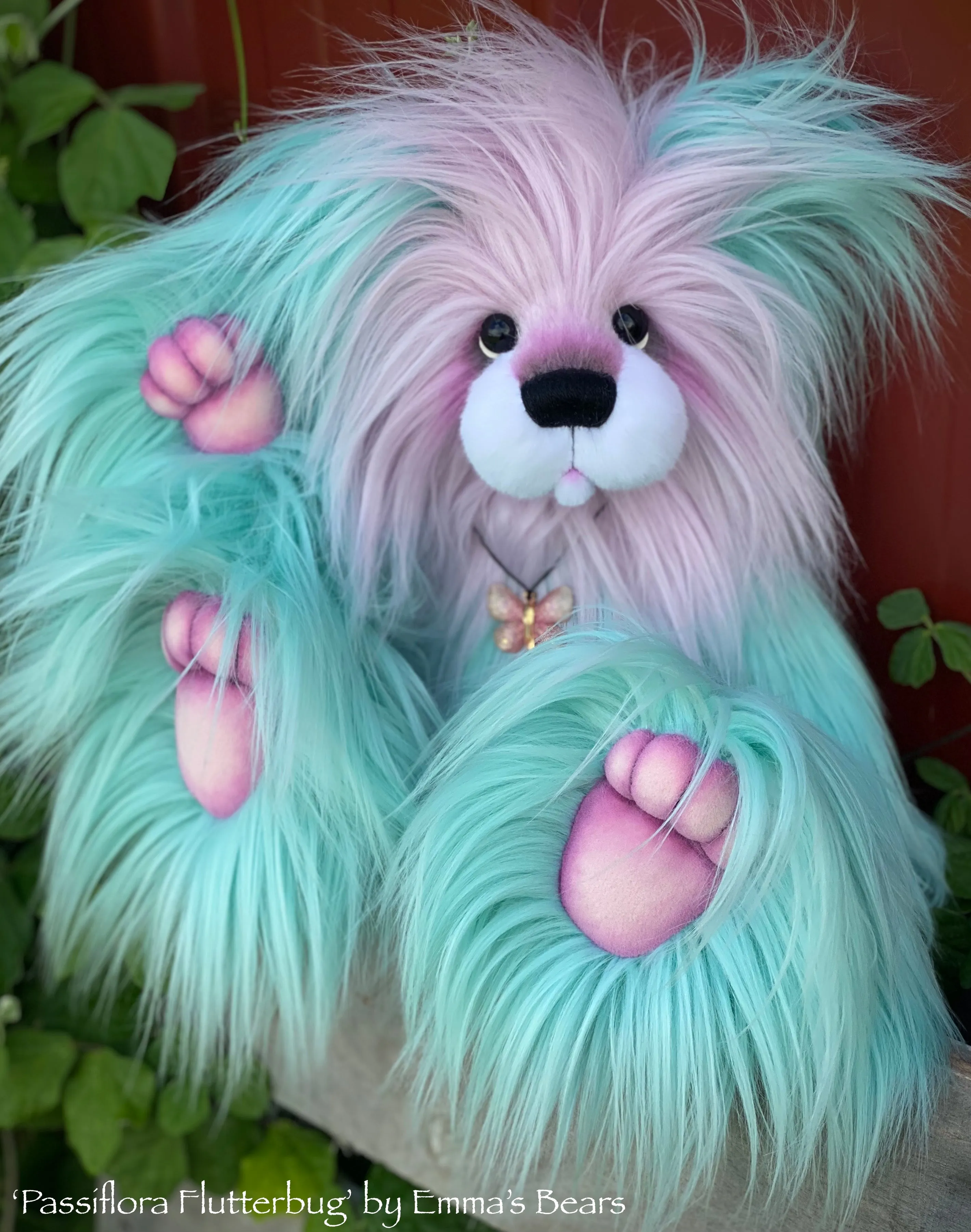 Passiflora Flutterbug - 15" faux fur bear by Emmas Bears - OOAK