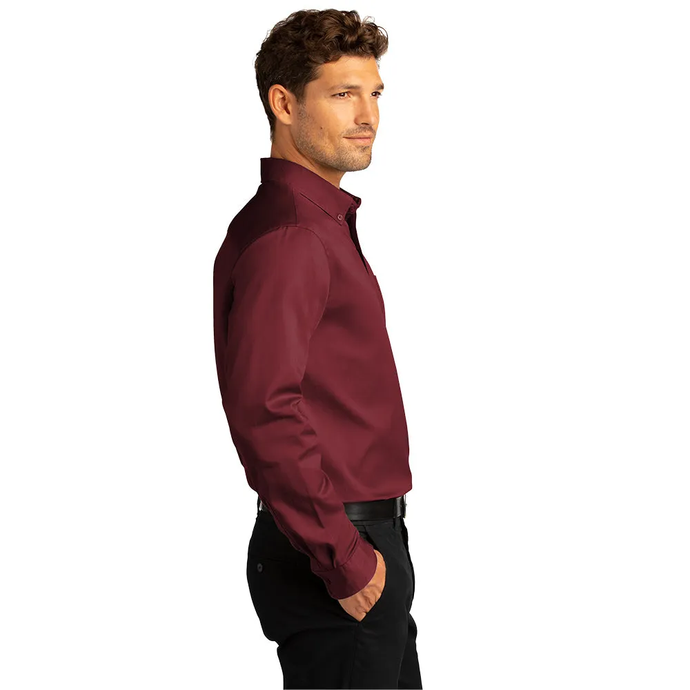 Port Authority® Long Sleeve SuperPro React™ Twill Shirt - Burgundy