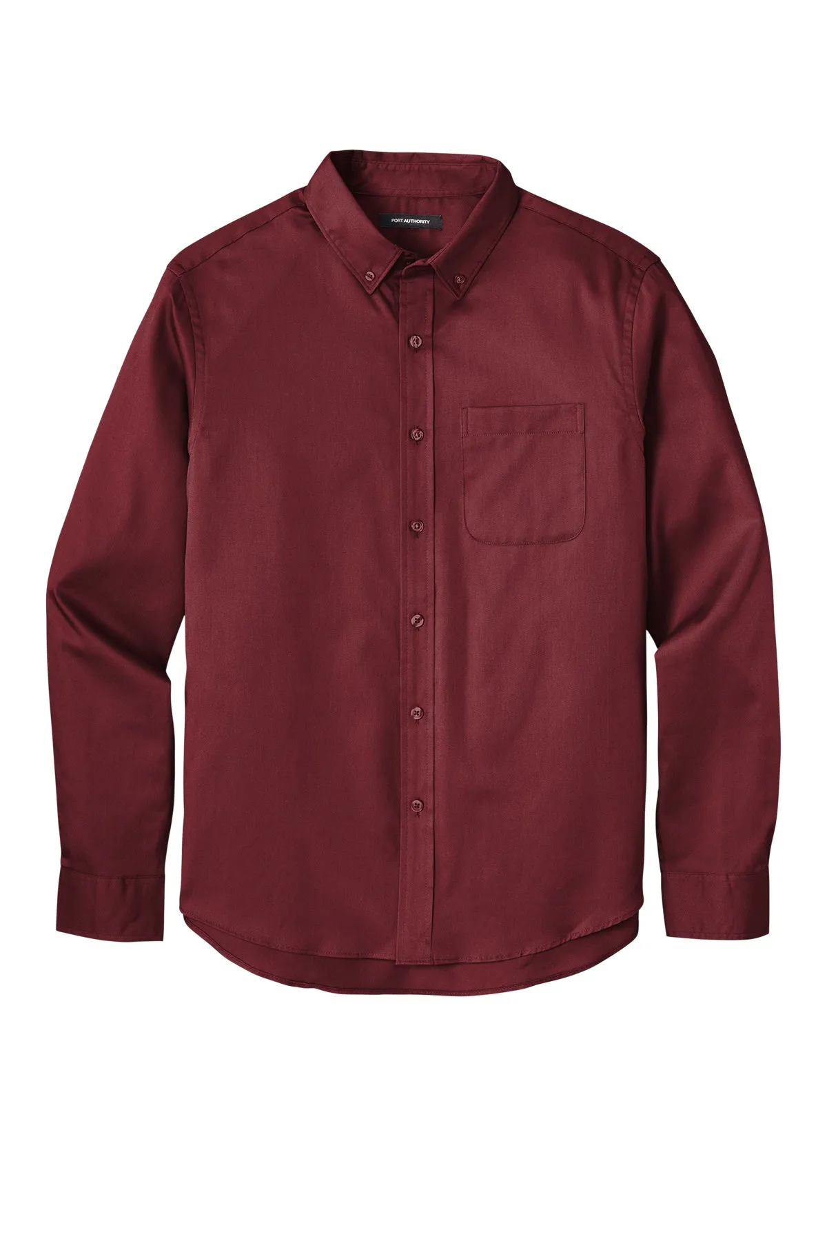 Port Authority® Long Sleeve SuperPro React™ Twill Shirt - Burgundy