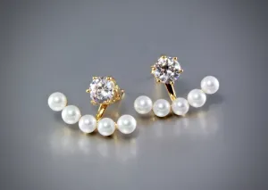 "Kyla" - Pearl and Cubic Zirconia Bridal Earring Jackets