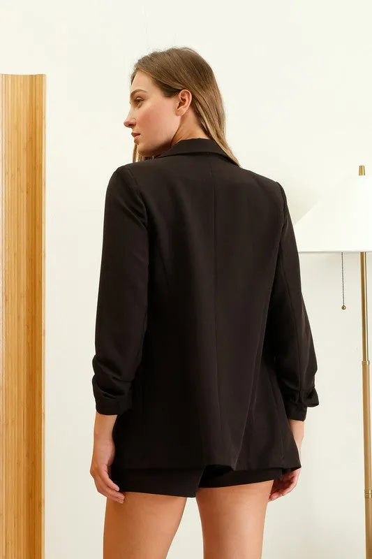 Ruched Sleeve Blazer