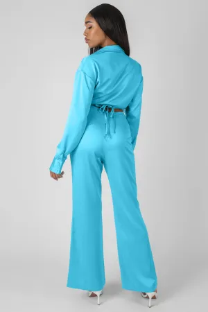 Strappy Waist Striaght Leg Trouser Blue