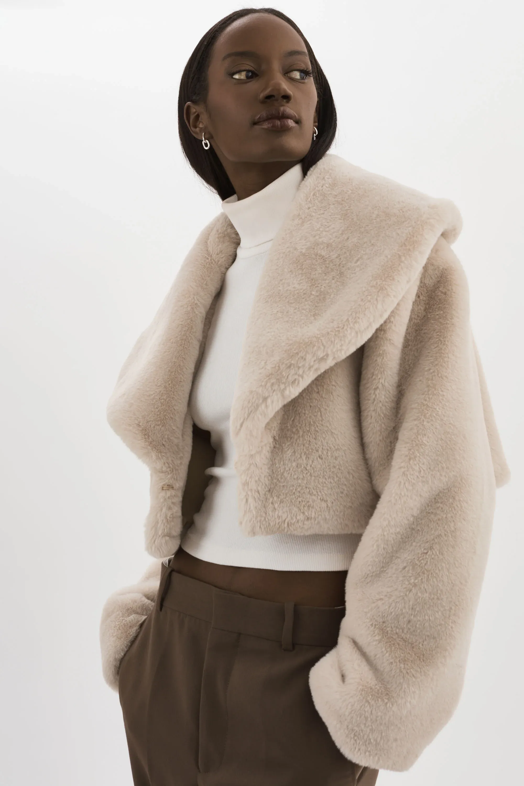 The Danika Crop Faux Fur Jacket