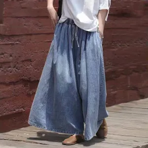 Vintage Loose Wide Leg Denim Jeans for Women | High Waist Casual Pants