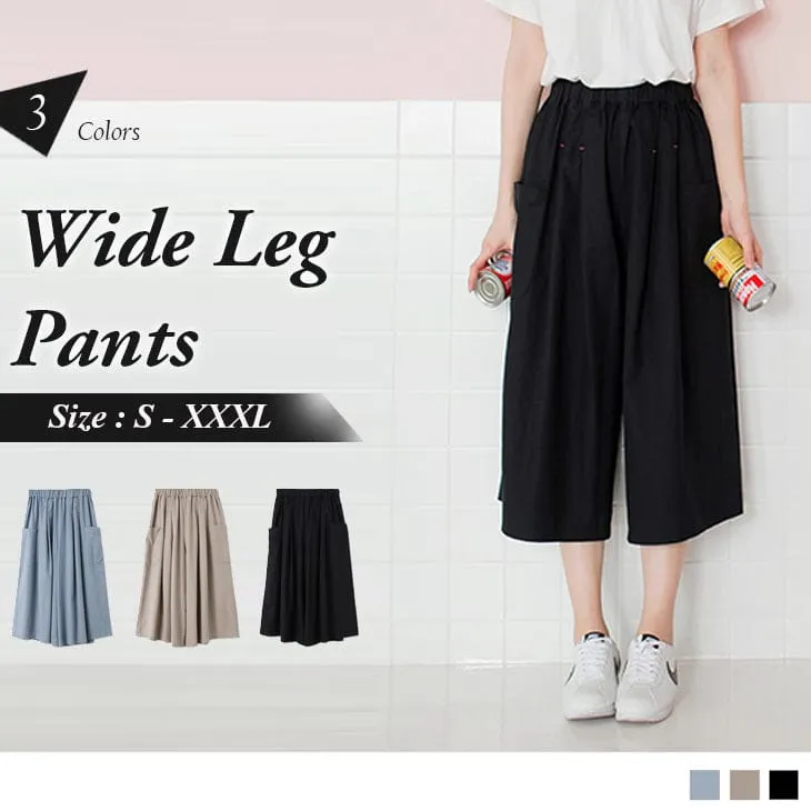 WIDE LEG ELASTIC WAIST PANTS