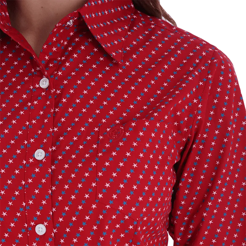 Wrangler Women's Red Western Button Down Shirt