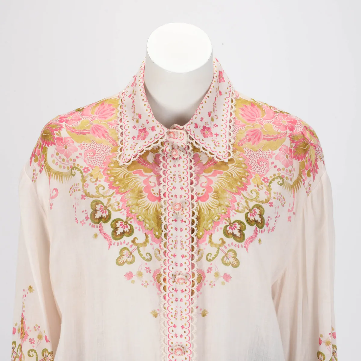 Zimmermann Pink & Khaki Laurel Relaxed Blouse 3