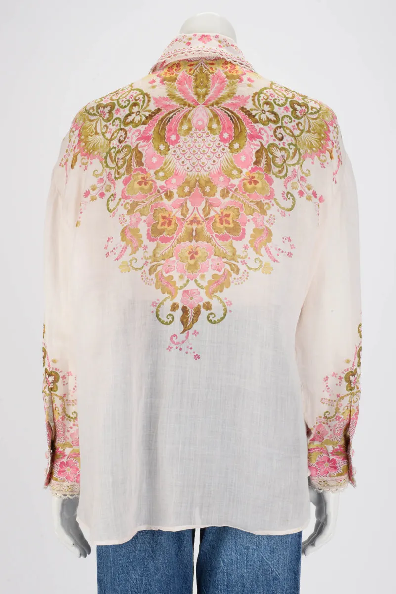 Zimmermann Pink & Khaki Laurel Relaxed Blouse 3